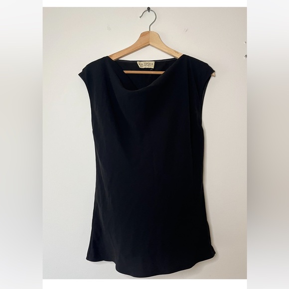 M.M.LAFLEUR TAILORED DRAPED BOAT NECK THE NORA TOP- ECO SOFT WAVE IN BLACK L - Picture 4 of 7